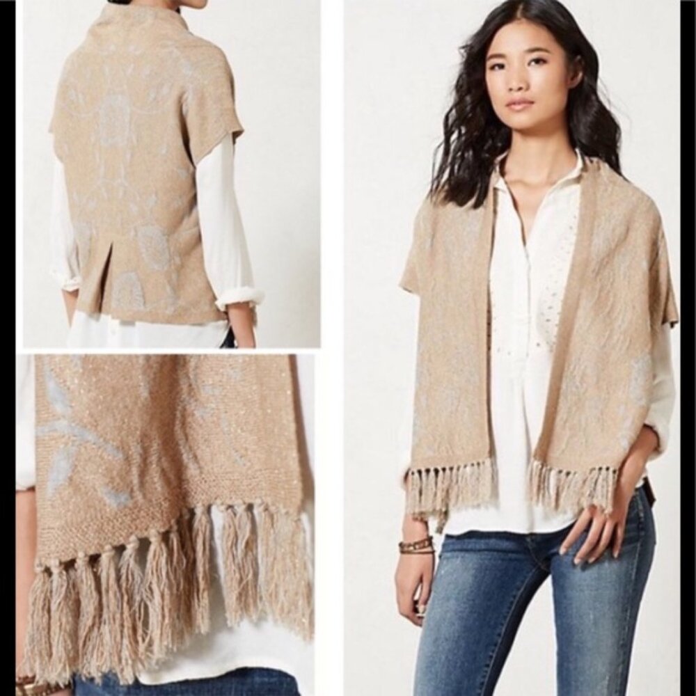 Anthropologie Women's Gold Angel Of The North Icebloom Cardigan Size M - Picture 2 of 14